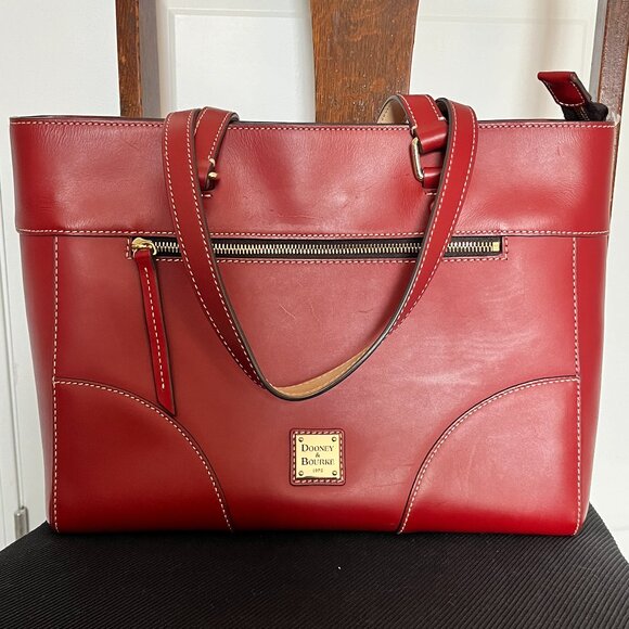 Dooney & Bourke Smooth Leather Deep Red Tote - Picture 2 of 14